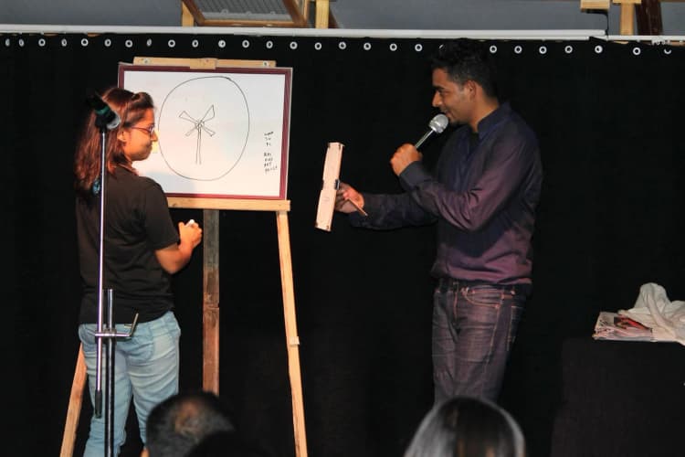 Vish performing a live mind reading act