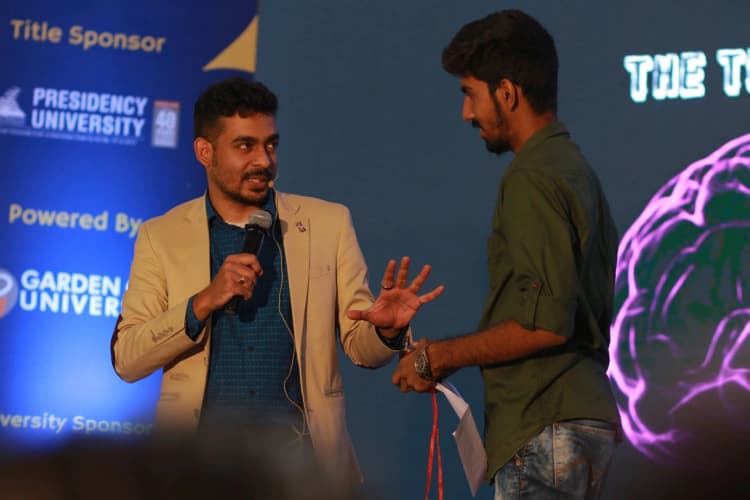 Vish performing a live mind reading act